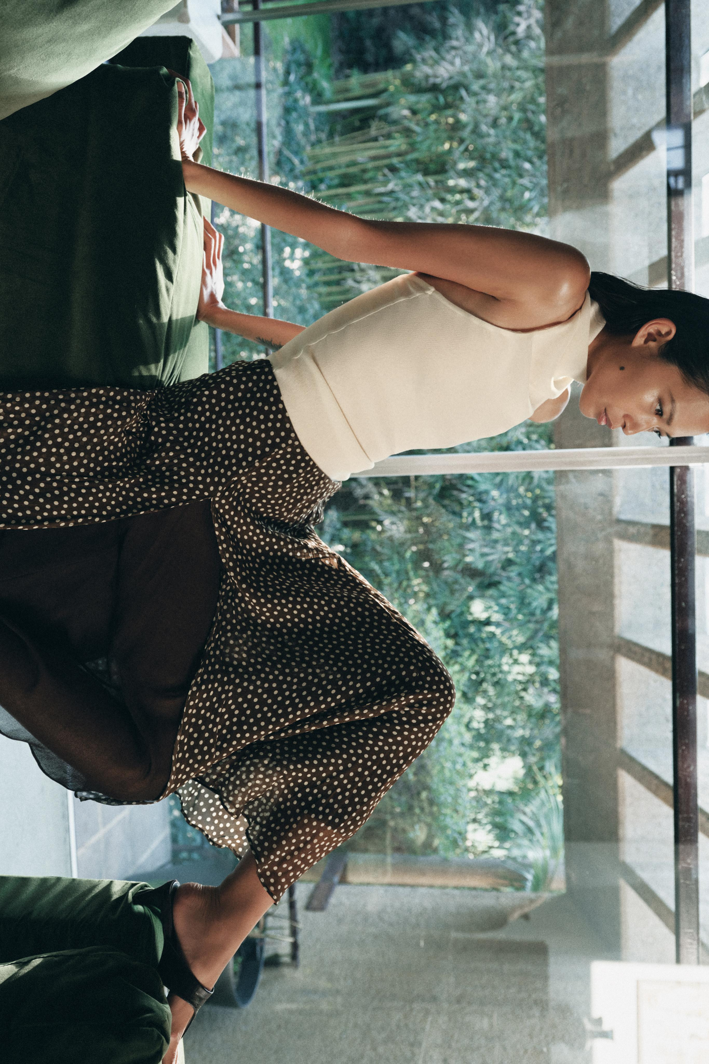 ZW COLLECTION ASYMMETRIC POLKA DOT SKIRT | Zara UK
