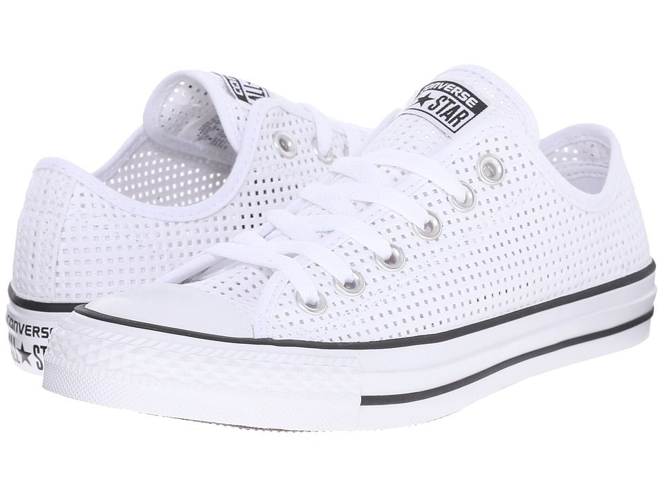 Converse - Chuck Taylor All Star Perf'd Canvas Ox (White/Black/White) Women's Lace up casual Shoes | Zappos