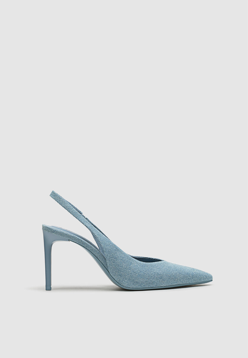 Denim slingback schoen met hak | Stradivarius (NL)