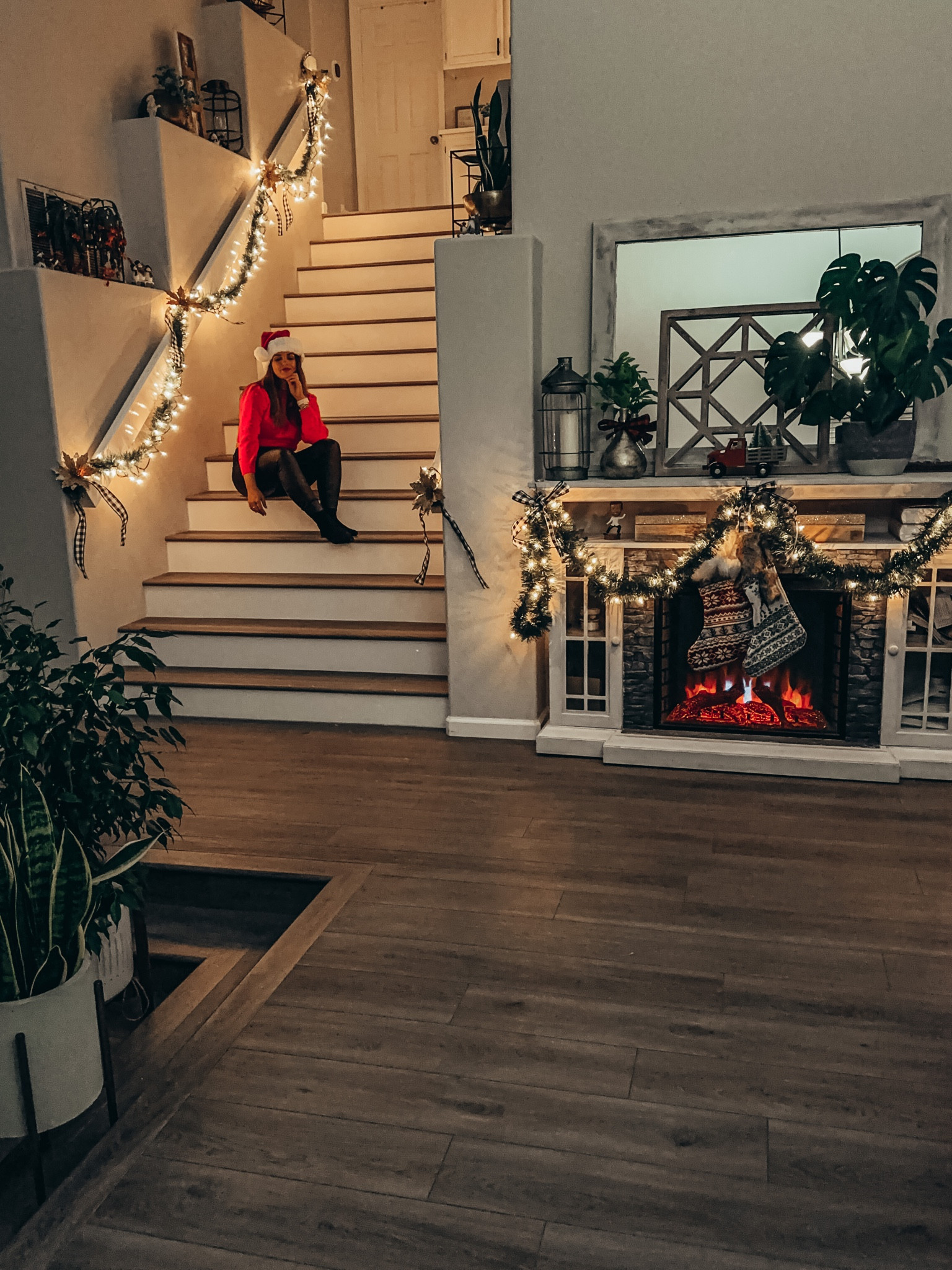 Christmas Decorations - how to cheaply decorate the stairs! Walmart Garlands 🙌 and lights #homedecor #christmasdecor #christmasideas #holidays 

#LTKHoliday #LTKSeasonal #LTKhome