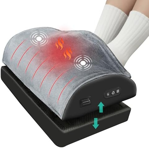 Heated Foot Rest Under Desk at Work, Ergonomic Desk Footrest with Vibrating Massage and Adjustabl... | Amazon (US)