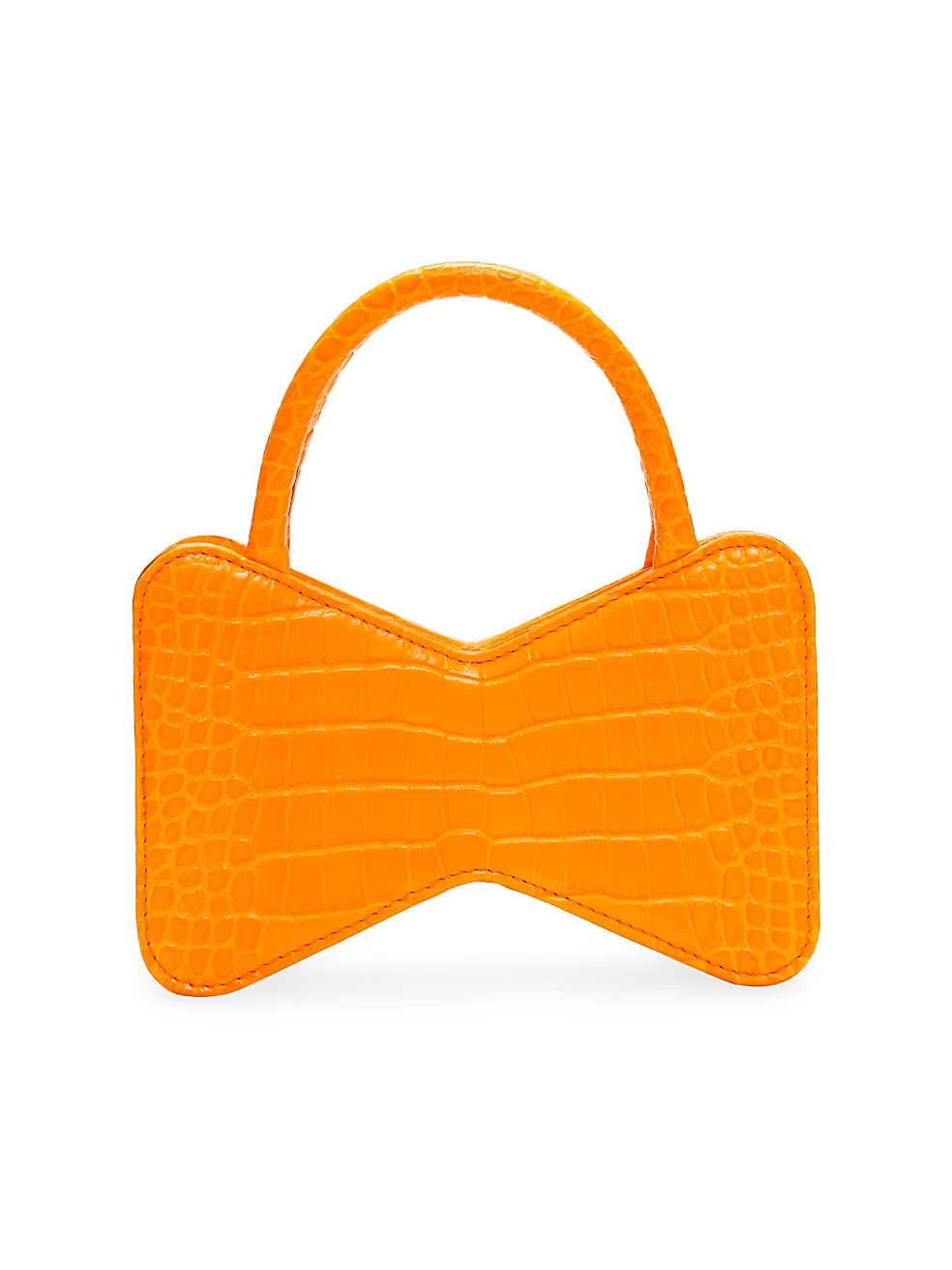 Bow-Shape Croc-Embossed Leather Top Handle Bag | Saks Fifth Avenue