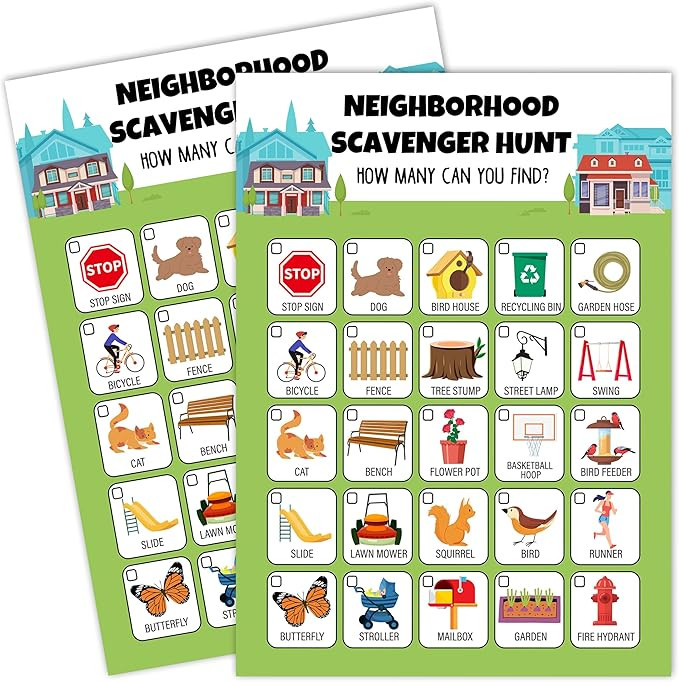 Neighborhood Scavenger Treasure Hunt Games for Family Friend, Outdoor Scavenger Hunts Game Card S... | Amazon (US)