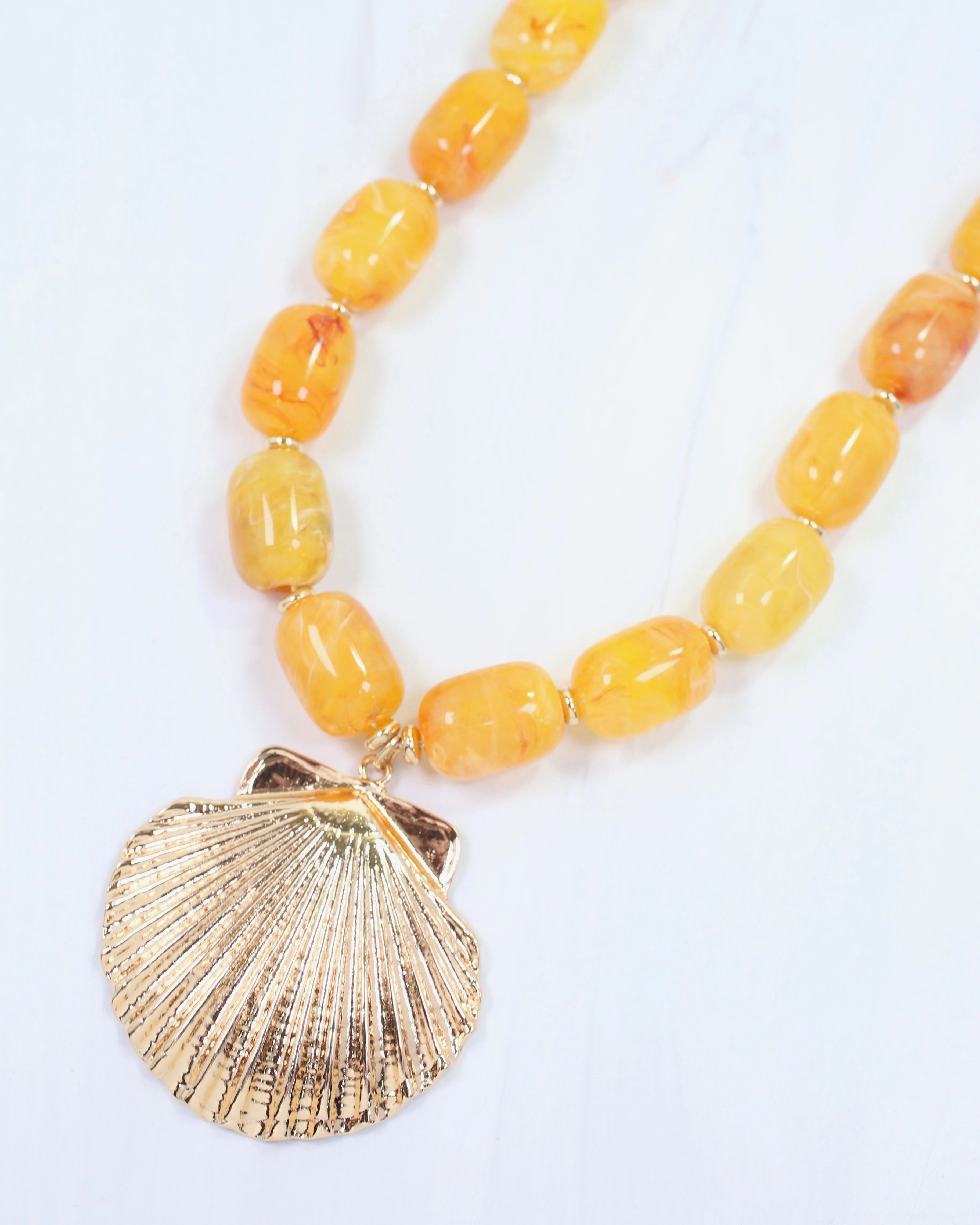 Bega Marble Beaded Shell Necklace Yellow | Caroline Hill