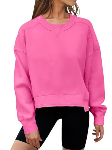 MEROKEETY Women's Oversized Cropped Sweatshirts Crewneck Trendy Workout Pullover Sweater Fall Out... | Amazon (US)