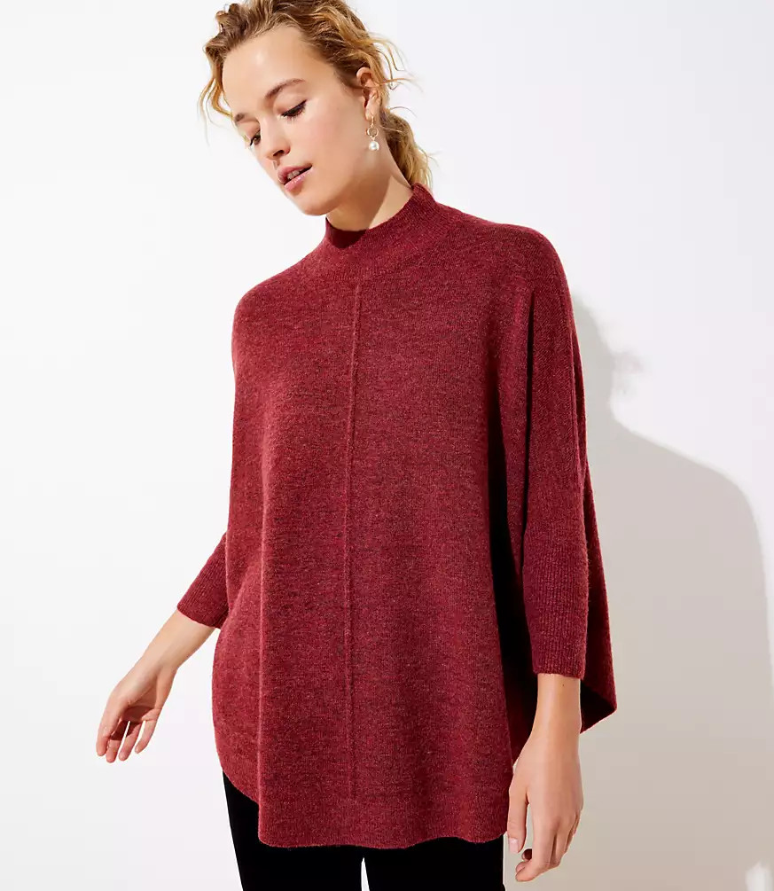 Mock Neck Poncho Sweater | LOFT | LOFT