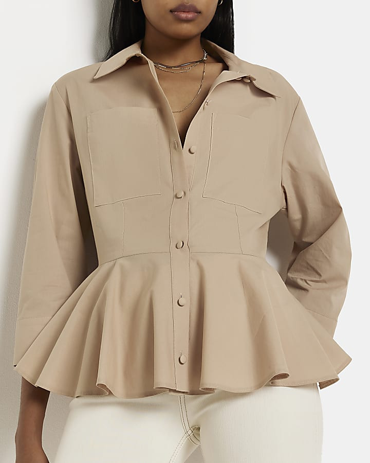 Beige peplum shirt | River Island (UK & IE)