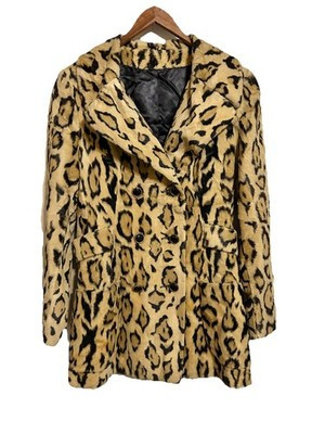 Vintage Leopard Faux Fur  Pea Coat Style VI LTD Medium Animal Print | eBay US