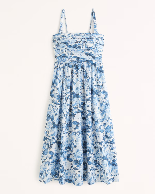 Emerson Poplin Wide Strap Midi Dress | Abercrombie & Fitch (UK)