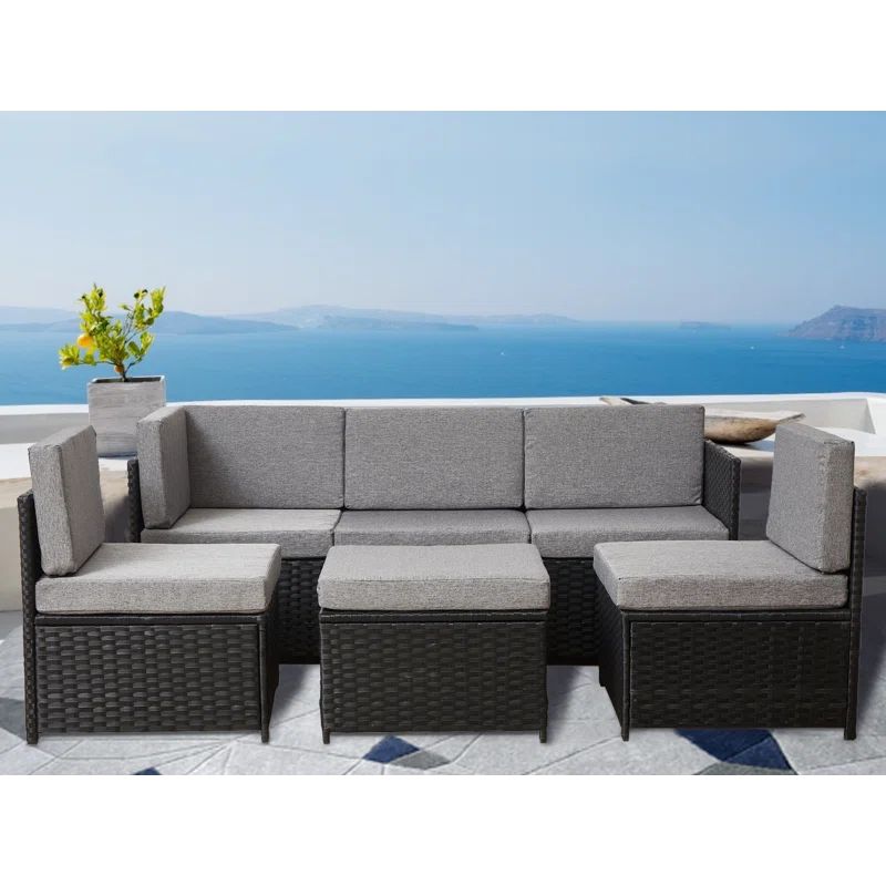 Vangogh Wicker/Rattan 6 - Person Seating Group with Cushions | Wayfair North America