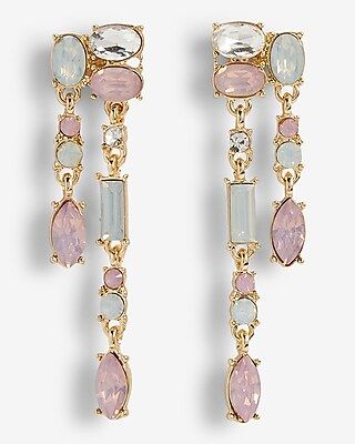 Pastel Multi Stone Asymmetrical Drop Earrings | Express