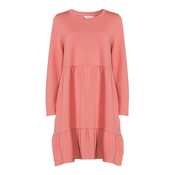 Time and Tru Women's Tiered Sweatshirt Dress - Walmart.com | Walmart (US)