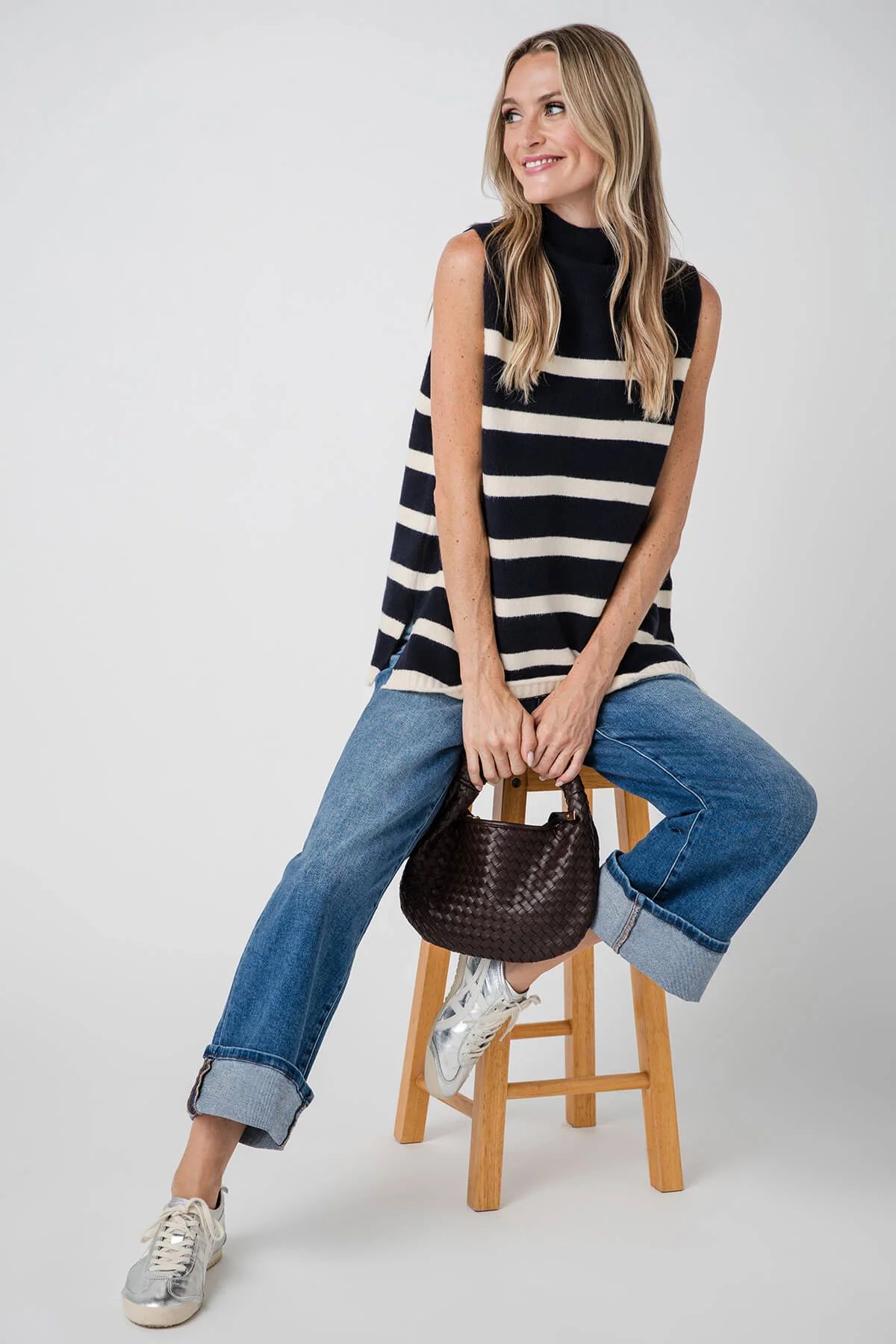 Mustard Seed Striped Mock Neck Tank | Social Threads