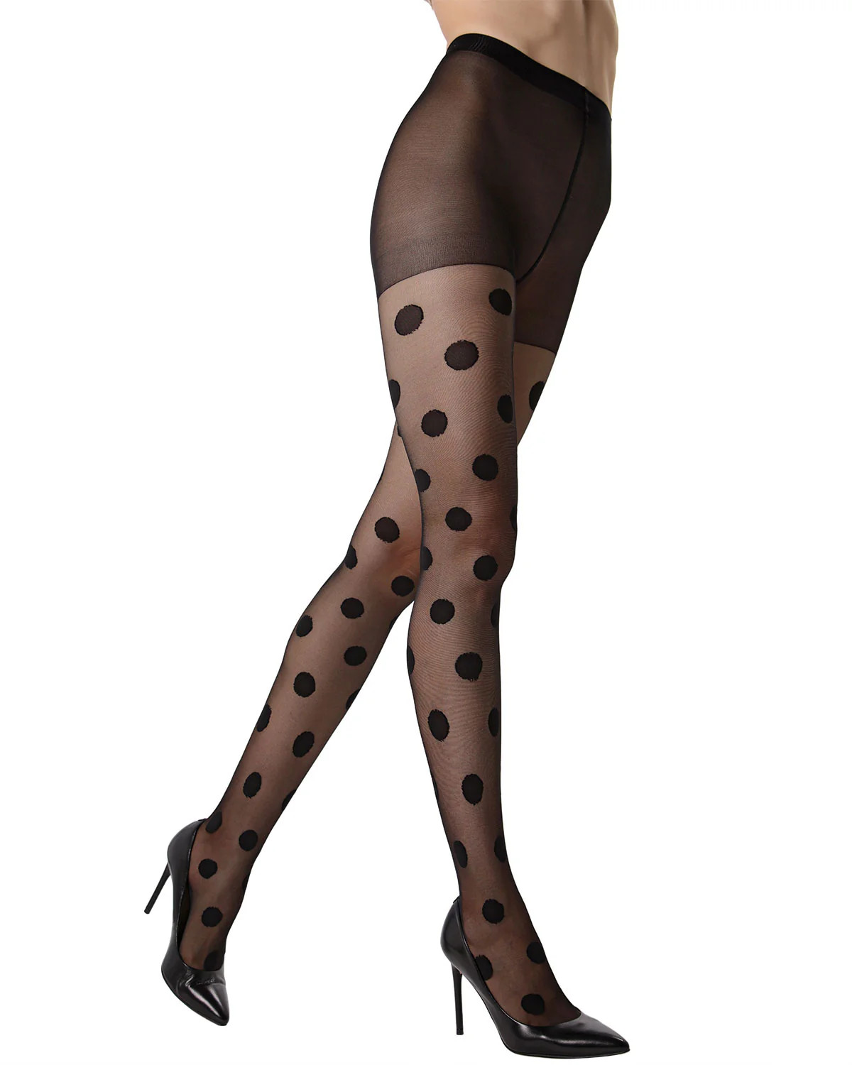 Women's Sheer Polka Dot Nylon Tights | Memoi
