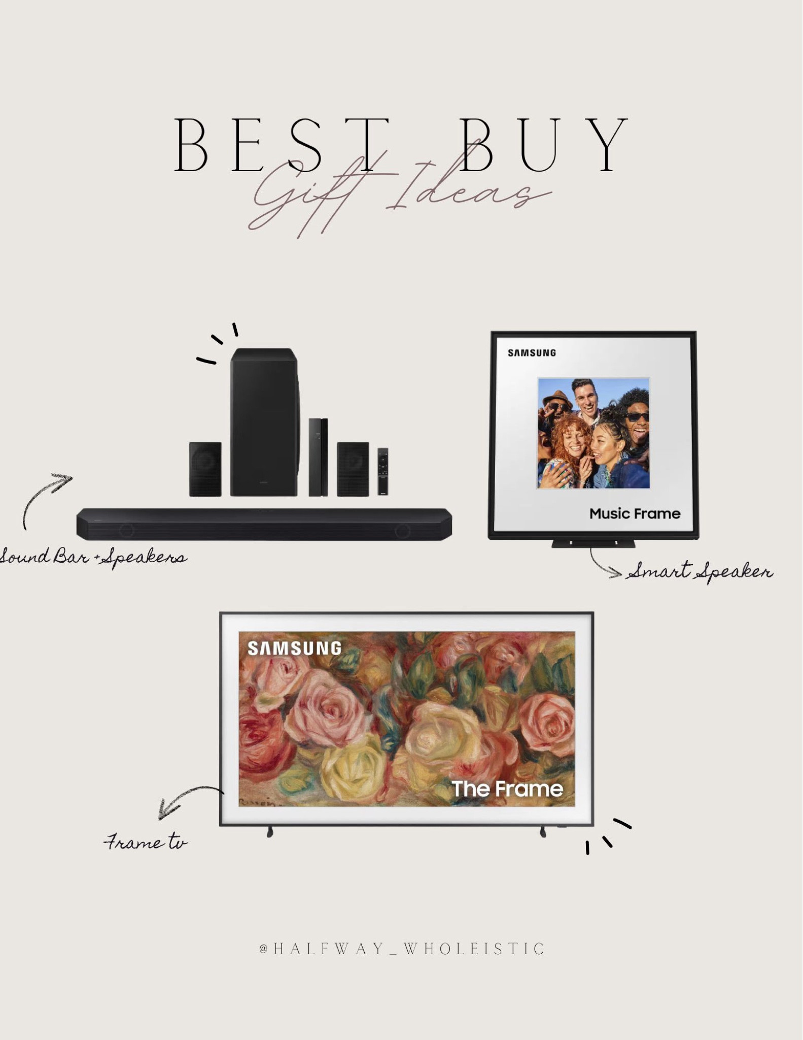 Looking for the ultimate gift? The Frame TV, speakers, and smart speaker from @BestBuy is the perfect blend of tech and art! Display stunning artwork when it’s off, enjoy premium 4K quality when it’s on. Now on major sale for Cyber Monday—don’t miss it! #BestBuyPartner

#LTKGiftGuide #LTKCyberWeek #LTKSaleAlert