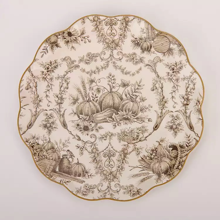 Taupe Pumpkin Toile Salad Plate | Kirklands