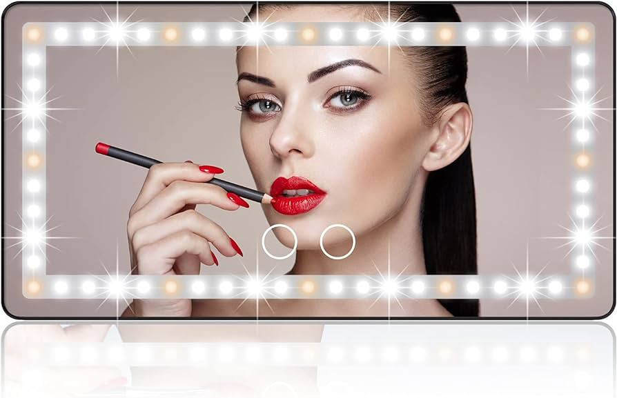 Car Sun Visor Vanity Mirror, Rechargeable Makeup Mirror with 3 Light Modes & 60 LEDs - Dimmable C... | Amazon (US)