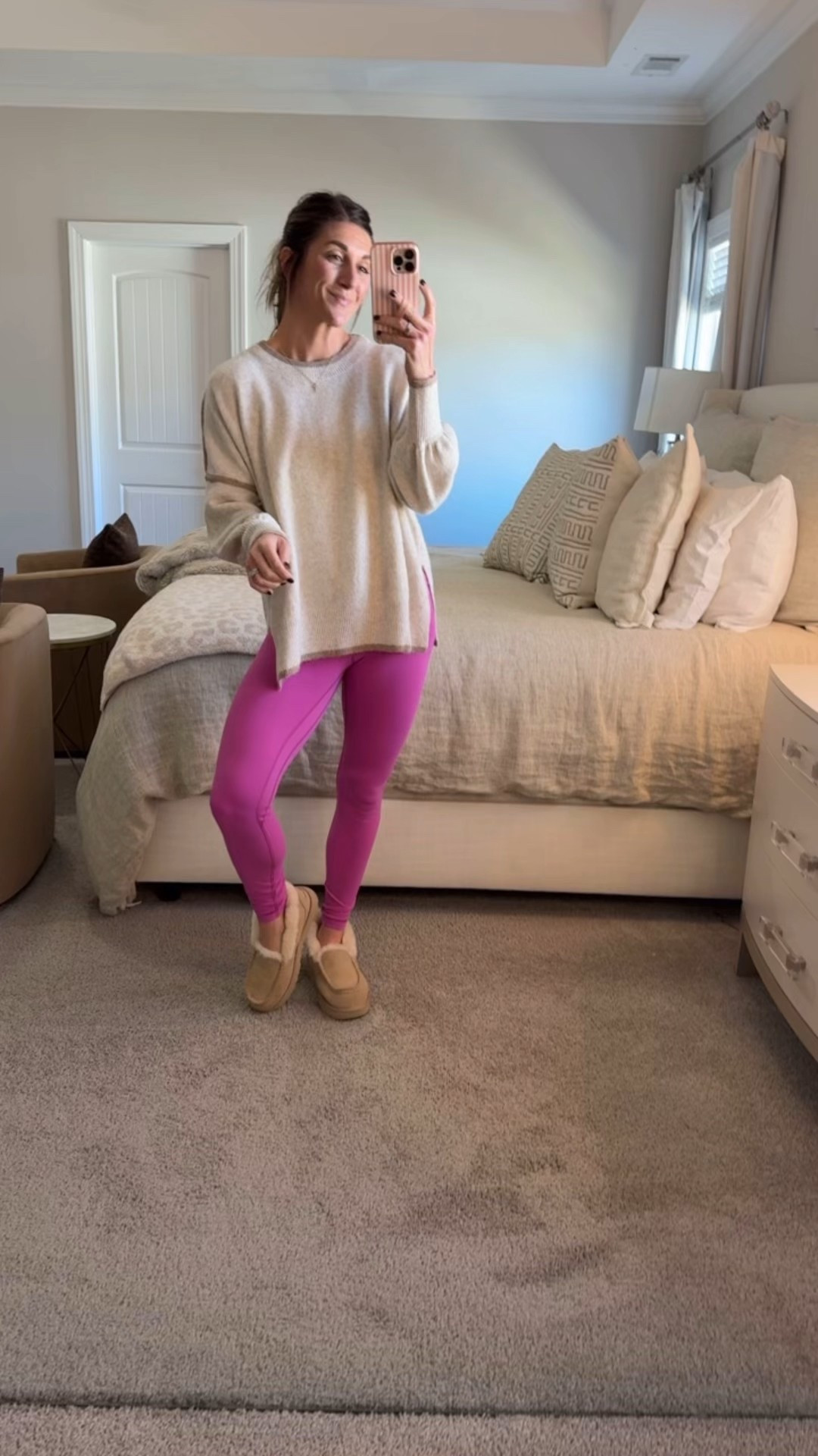 Shop outfit details here 

Sweater is so cozy & soft! Weeding a small- sizes are low but also comes in another color  

Leggings are Lululemon aligns size 6/28in. Color is sold out but linking other new colors!

Uggs slippers are so comfy! Platform, fur lined and come in 5 colors!

Also linked earrings from Anthropologie, Electric Picks cross necklace and Loopy case (get 10% off with code: watsonansley10)

Comfy | sweater | tan | cream | impeccable pig | boutique | leggings | Lululemon | aligns | Uggs | cross necklace | loopy phone case | fall | winter | earrings | anthro | daily mom style 

#LTKStyleTip #LTKShoeCrush #LTKSeasonal