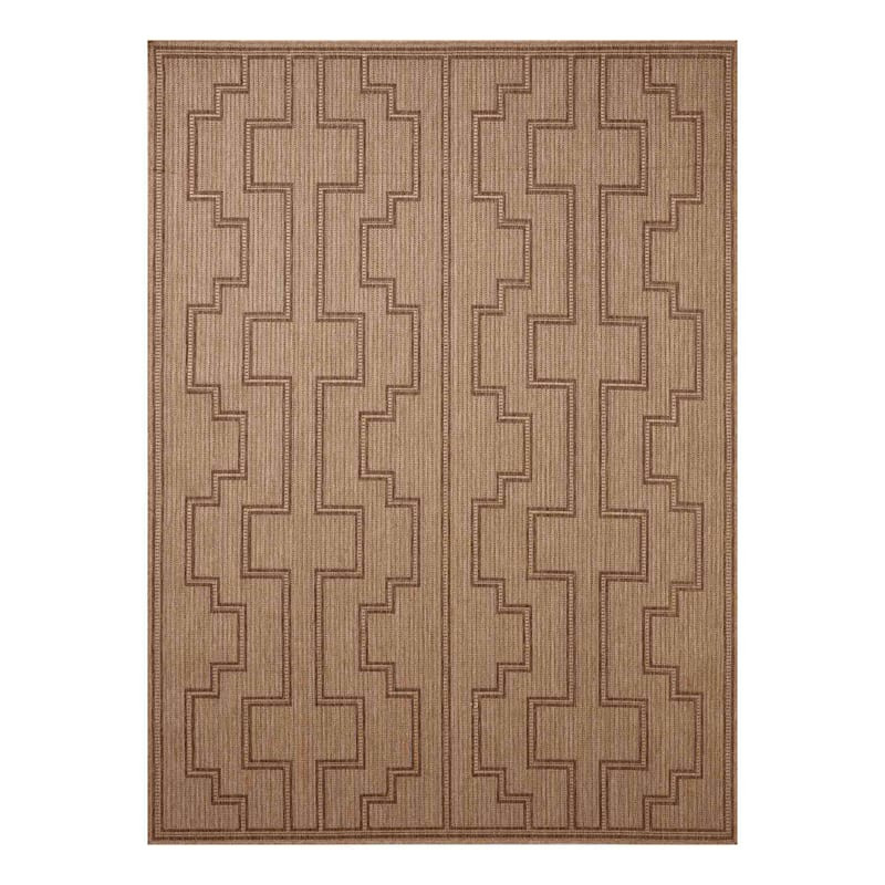 (E502) Toledo Brown Geo Outdoor Area Rug, 7x10 | At Home