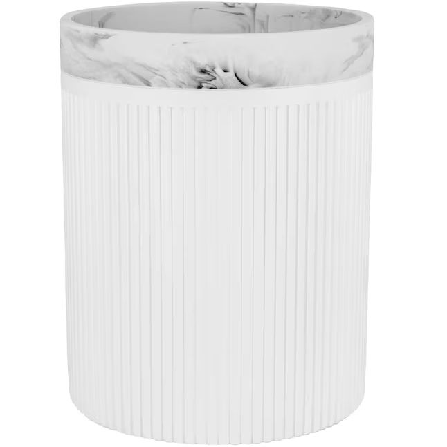 allen + roth Rochelle White Marble Resin Wastebasket | Lowe's