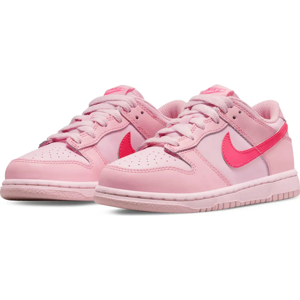 Nike Kids' Dunk Low Basketball Sneaker in Soft Pink/Pink/Hyper Pink at Nordstrom, Size 12.5 M | Nordstrom