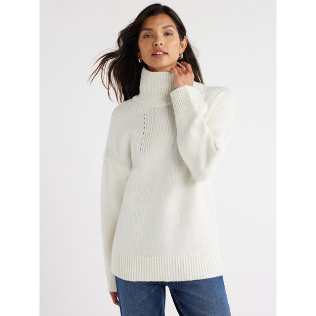 Free Assembly Women's Tunic Turtleneck Sweater, Midweight, Sizes XS-XXXL | Walmart (US)
