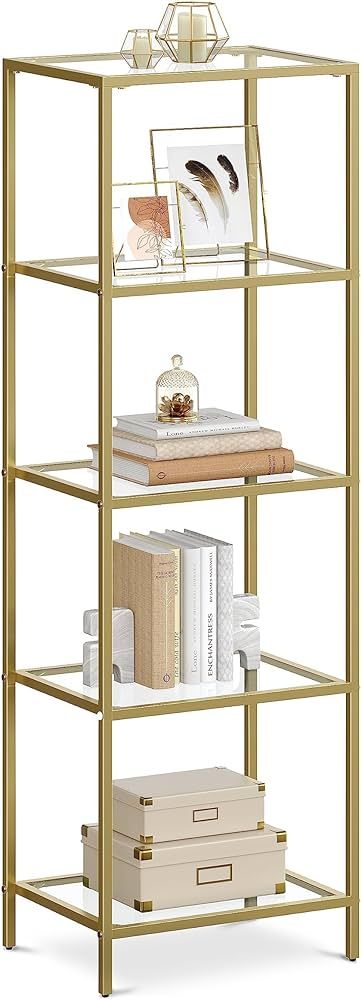 VASAGLE Bookcase, 5-Tier Bookshelf, Slim Shelving Unit for Bedroom, Bathroom, Home Office, Temper... | Amazon (US)