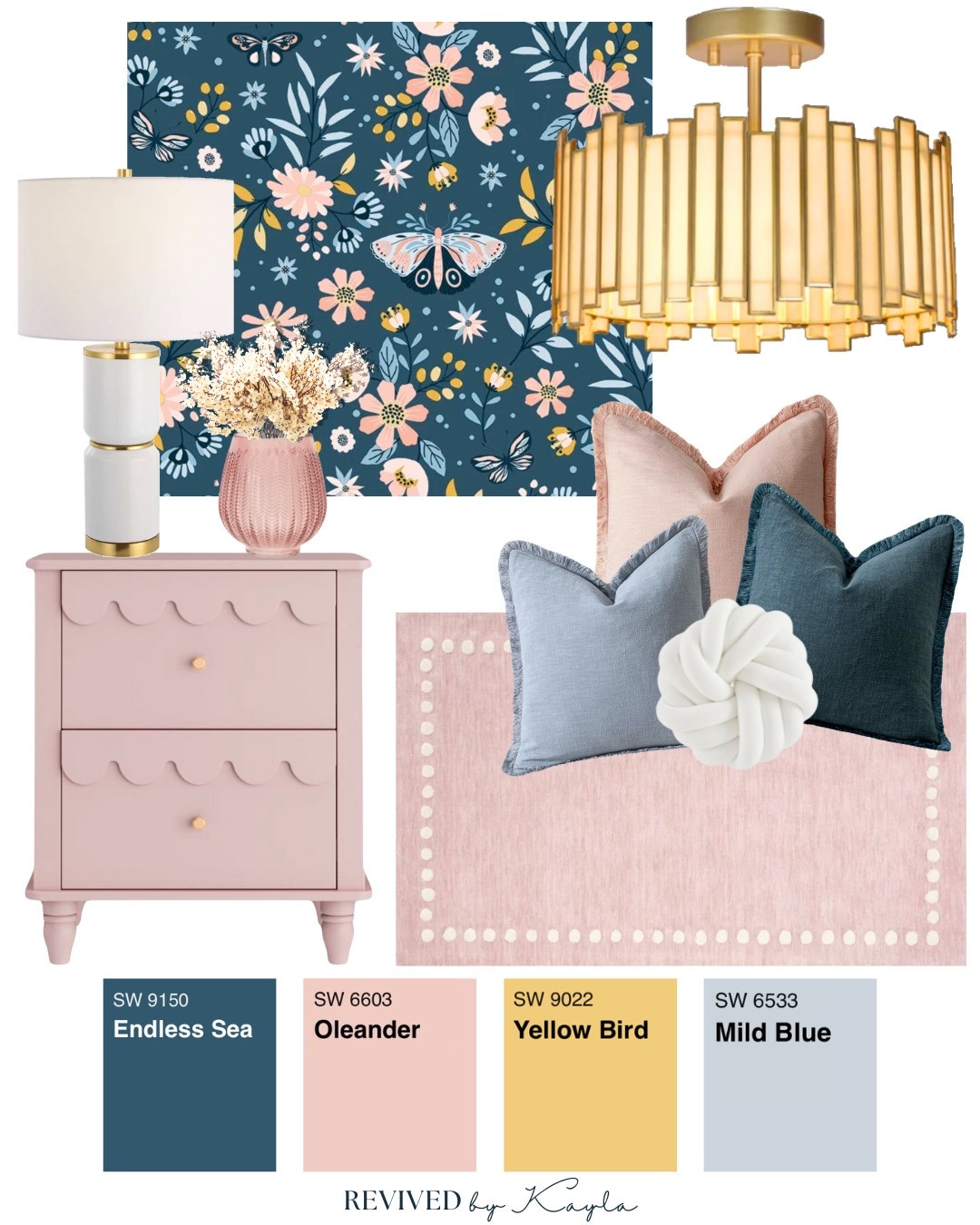 Navy blue and pink girls bedroom color palette design 🌷🦋 This wallpaper is so cute 

#homedecor #girlsdecor #girlsroom #girlsbedroom #decor #pink #blue #girly  

#LTKFindsUnder50 #LTKHome #LTKKids