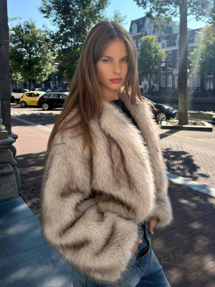 SHEIN EZwear Women's Long Sleeve Simple Fluffy Cardigan Sweater | SHEIN