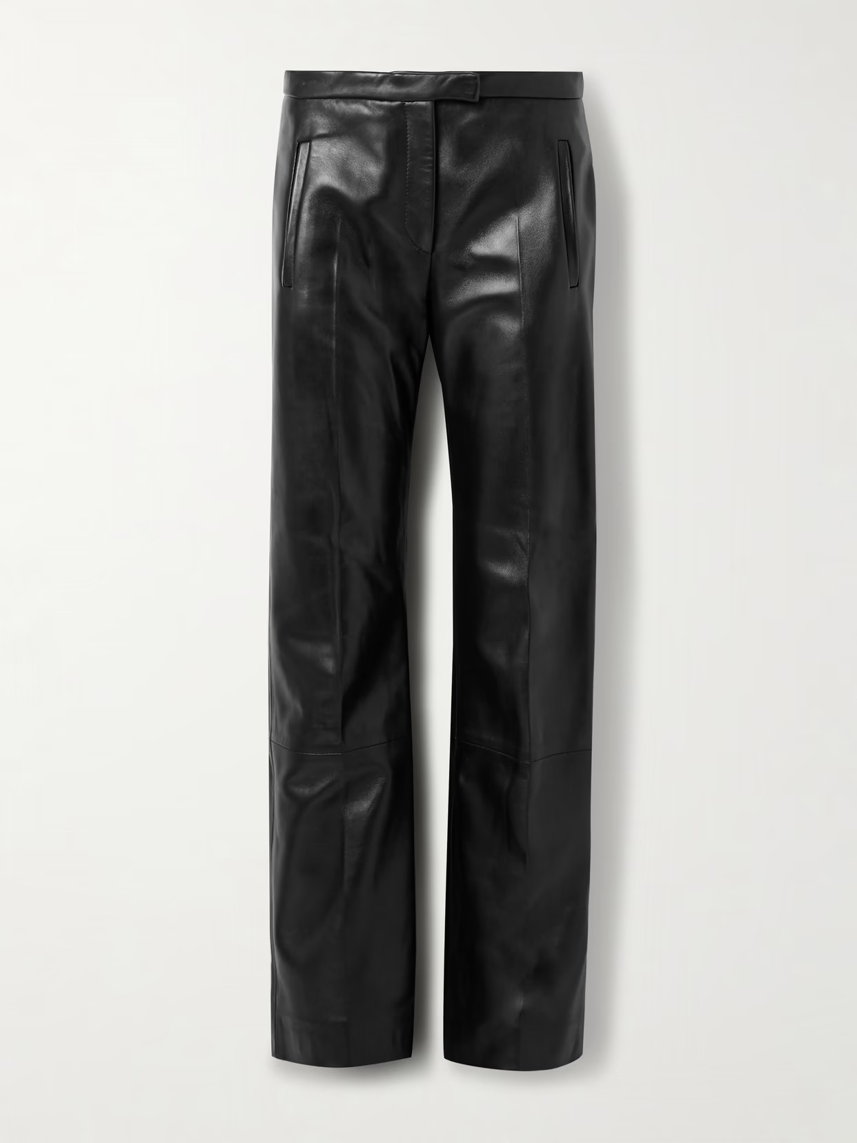 KHAITE - Miles Leather Straight-leg Pants - Black | NET-A-PORTER (US)