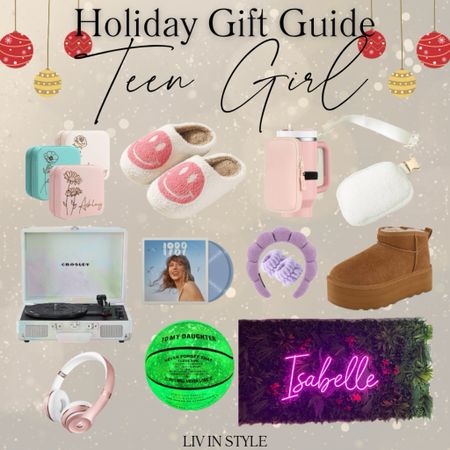 Amazon gift guide for teen girl. Personalized jewelry organizer, smiley slippers, belt bag, Stanley belt bag, record player, Taylor’s Version 1989 vinyl, spa headband, mini boots, Beats headphones, personalized basketball and personalized light for their bedroom. #giftguide #teengirl

#LTKGiftGuide #LTKfamily #LTKkids
