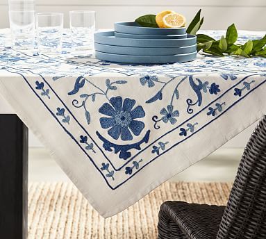 Arella Embroidered Floral Table Throw | Pottery Barn (US)