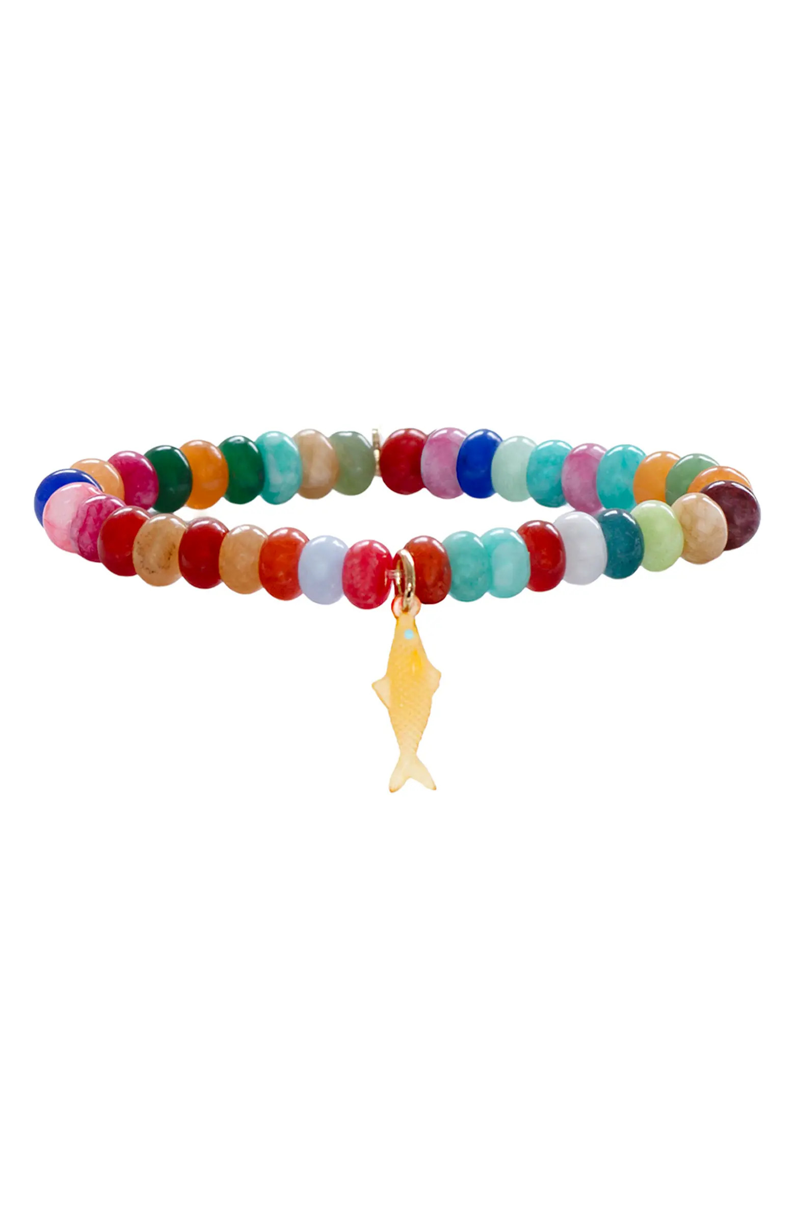 Nori Fish Charm Jade Beaded Stretch Bracelet | Nordstrom