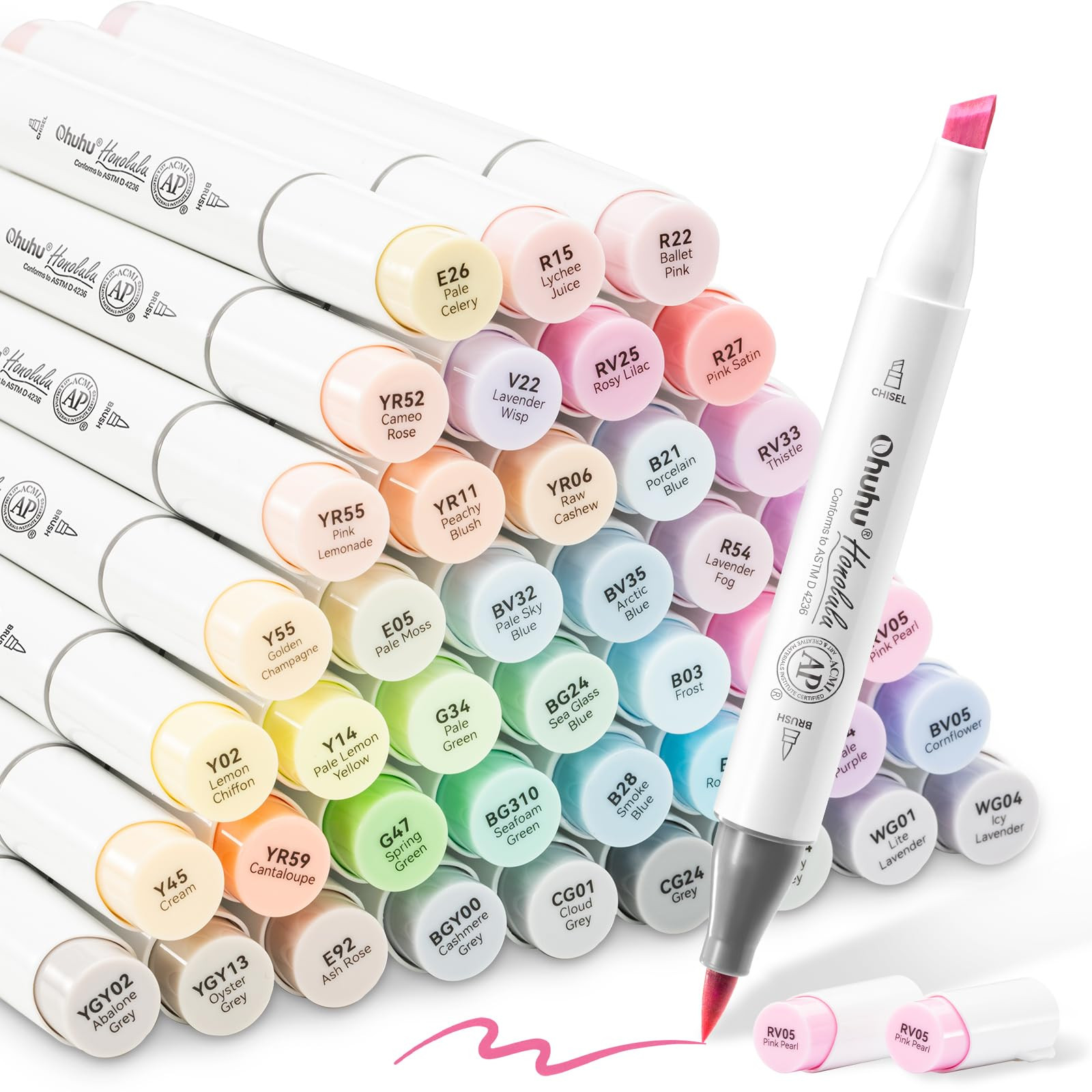 Ohuhu Pastel Alcohol Brush Markers- 48 Colors of Honolulu Sweetness - AP Certificated -Alcohol Ba... | Amazon (US)