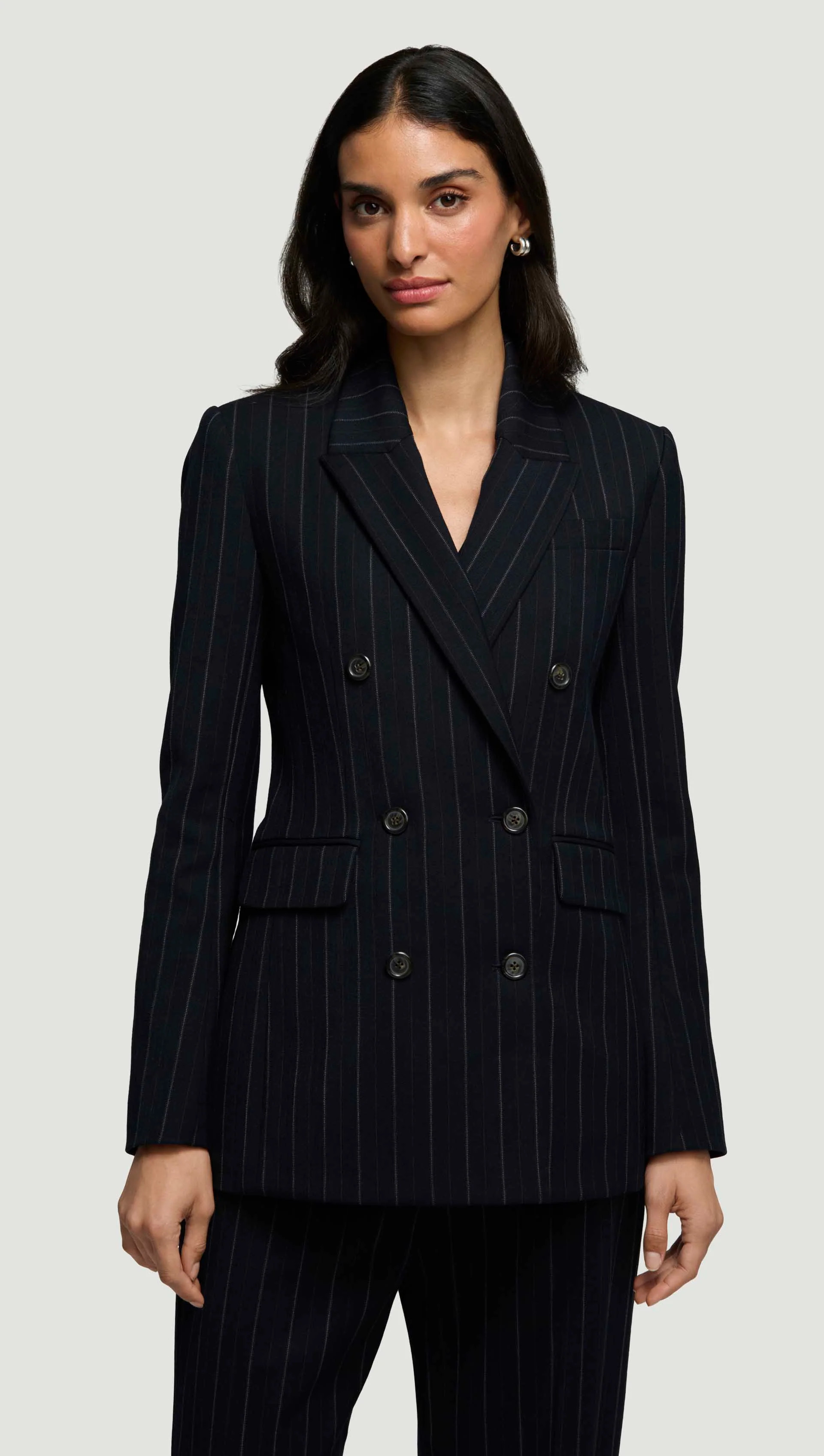 Double-Breasted Blazer in Stretch Wool | Women's Blazers | Argent | Argent