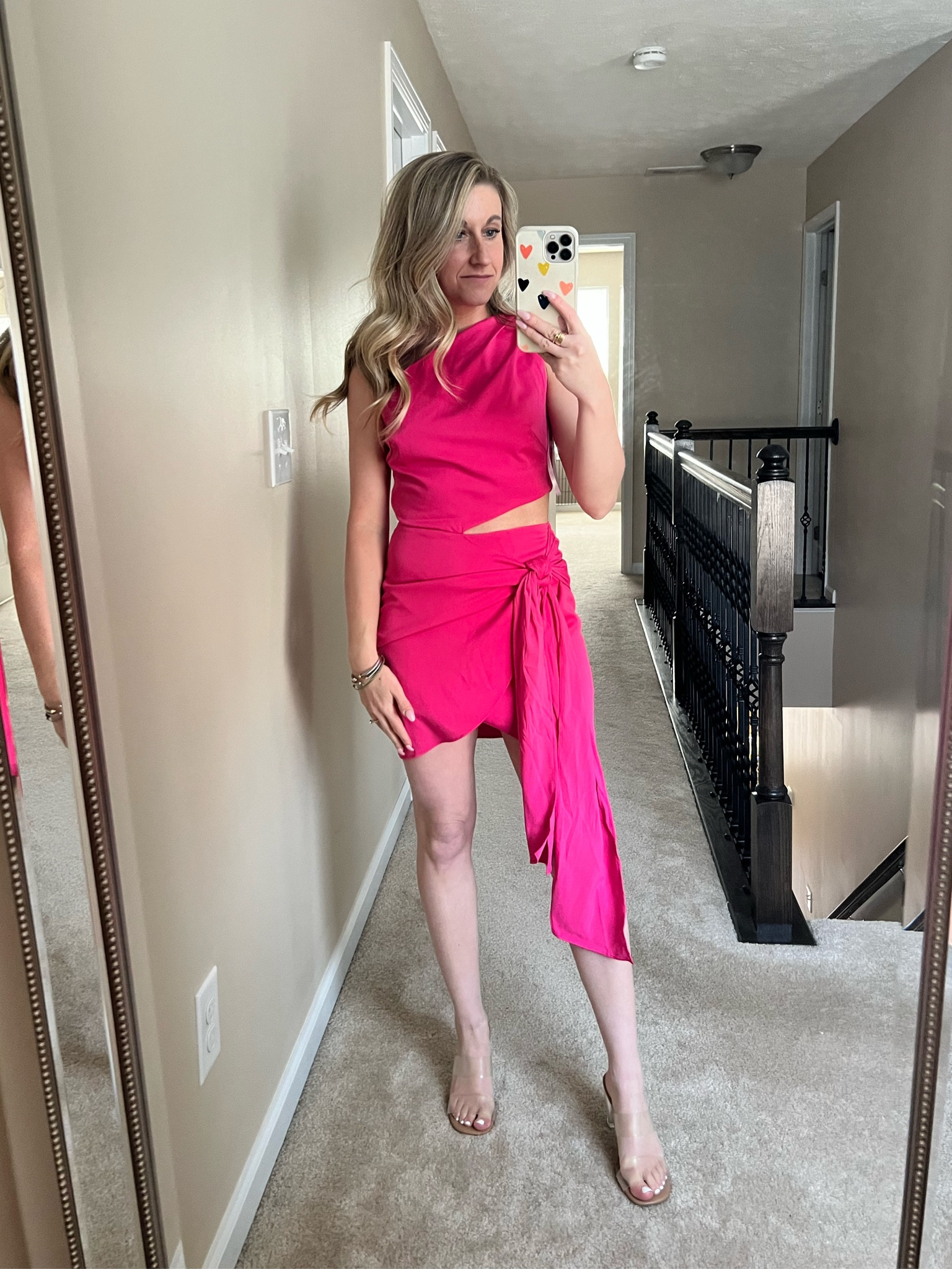super down pink dress Emmie Mesh Mini Dress