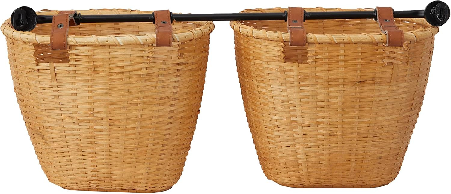 Deco 79 Bamboo Kitchen Hanging Wall Basket with Black Rod and Faux Leather Straps, 23" x 8" x 14"... | Amazon (US)