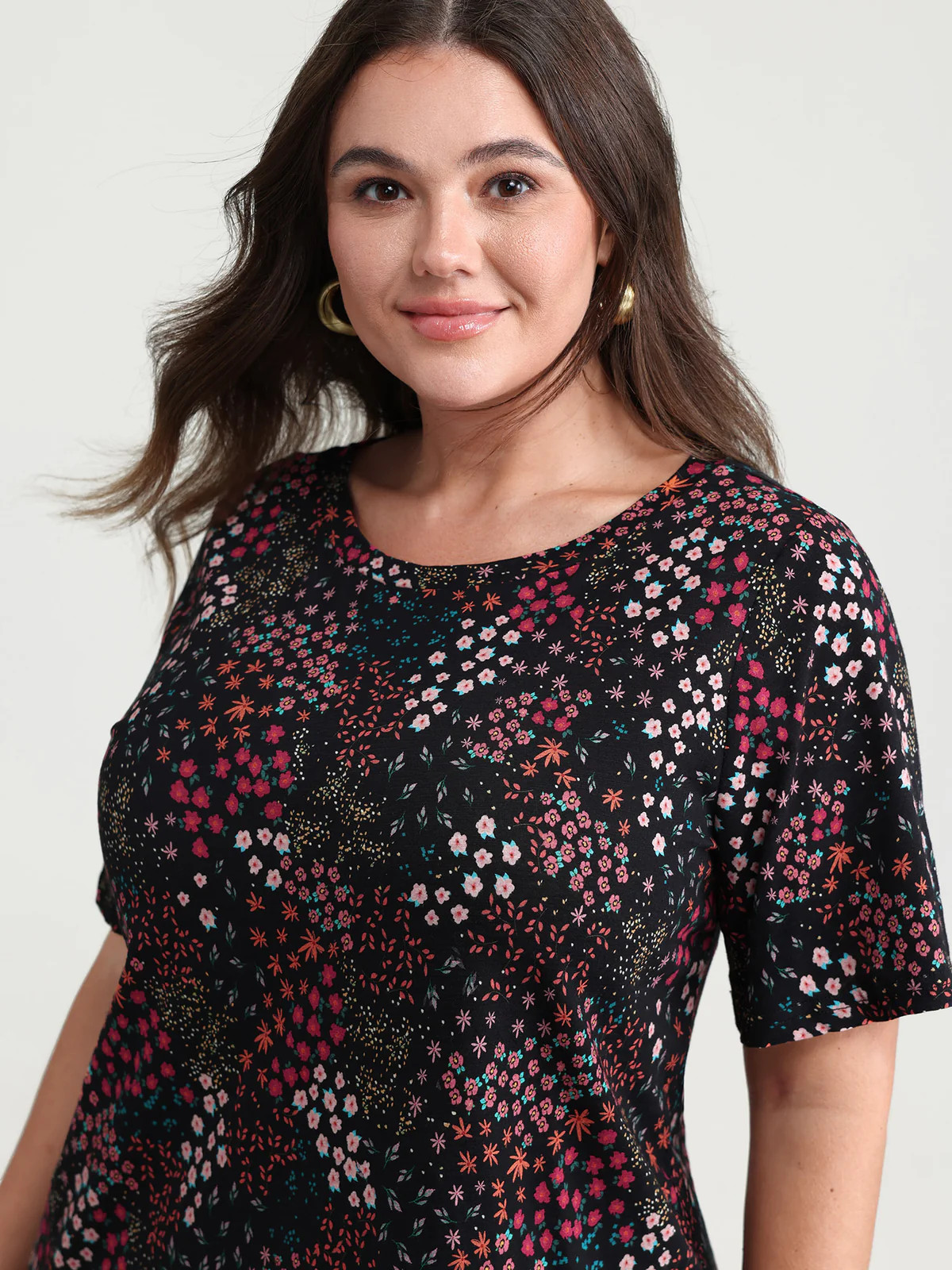 Pure Cotton Dense Floral Print T-Shirt | Bloomchic