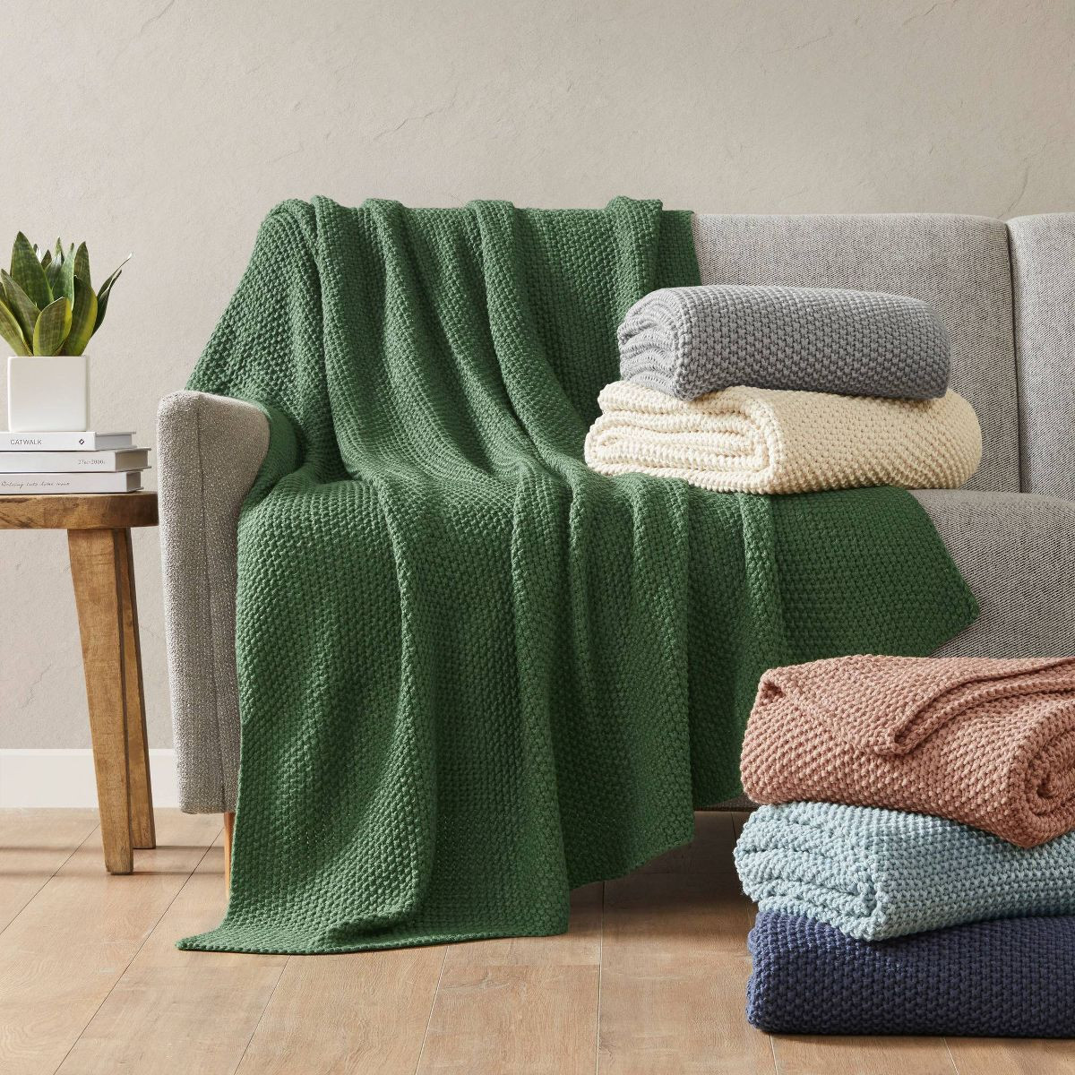 Ink+Ivy 50"x60" Bree Knit Throw Blanket Green: Acrylic, Machine Washable, Cozy for Sofa | Target