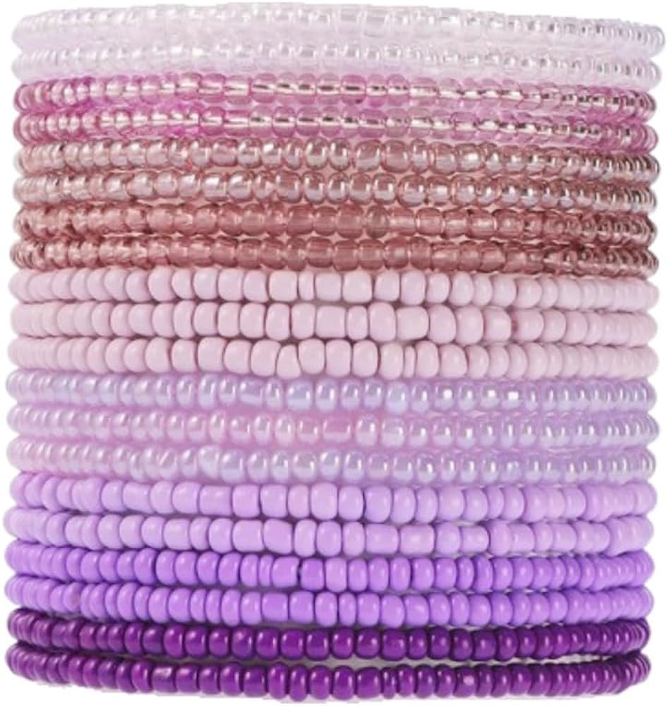 Boho Stackable Seed Beaded Bracelets for Women 18-20Pcs Colorful Handmade Multilayered Rice Bead ... | Amazon (US)