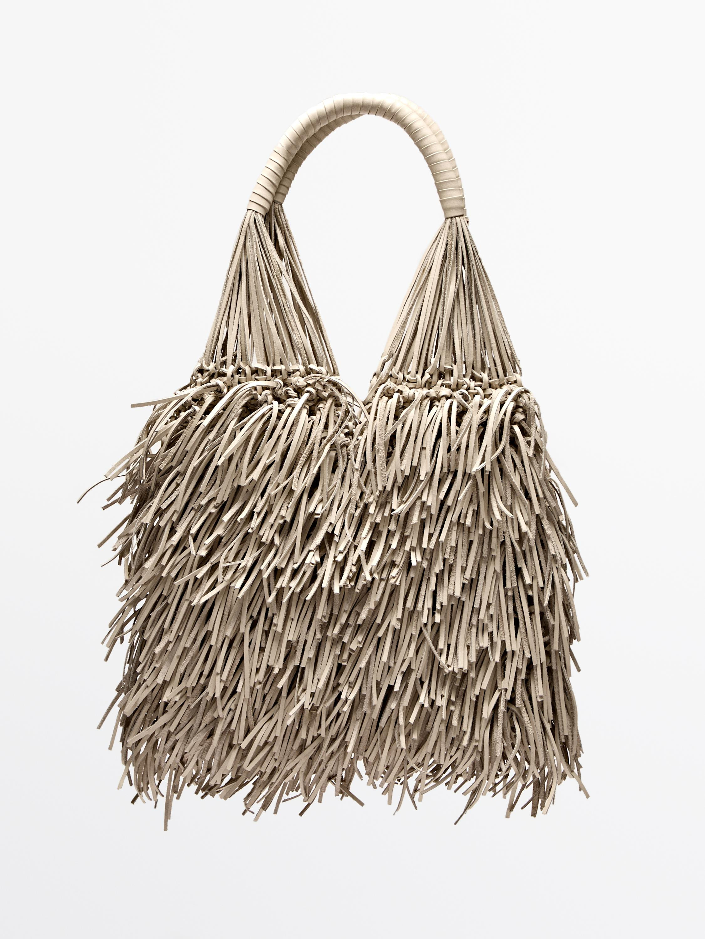 Nappa leather bag with fringe detail | Massimo Dutti US