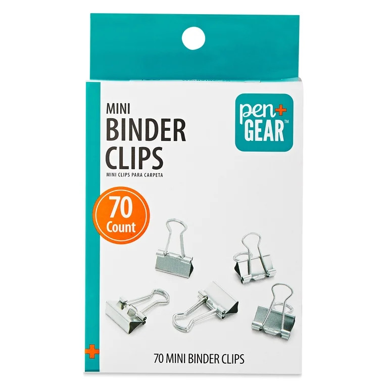 Pen+Gear Mini Binder Clips, Silver, 70 Count | Walmart (US)