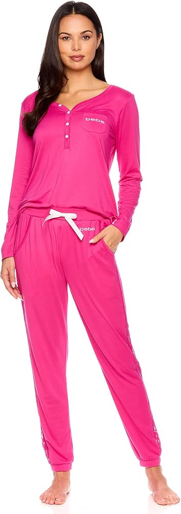 bebe Womens Pajama Set with Pockets - Long Sleeve Shirt and Pajama Pants Pj Set | Amazon (US)