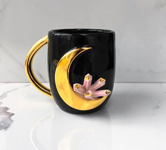 Lunar Crystal Mug, Rose Quartz Crystal Mug, Sailor Moon Mug, Ceramic Crystal Moon Mug, Modern Mud... | Etsy (US)