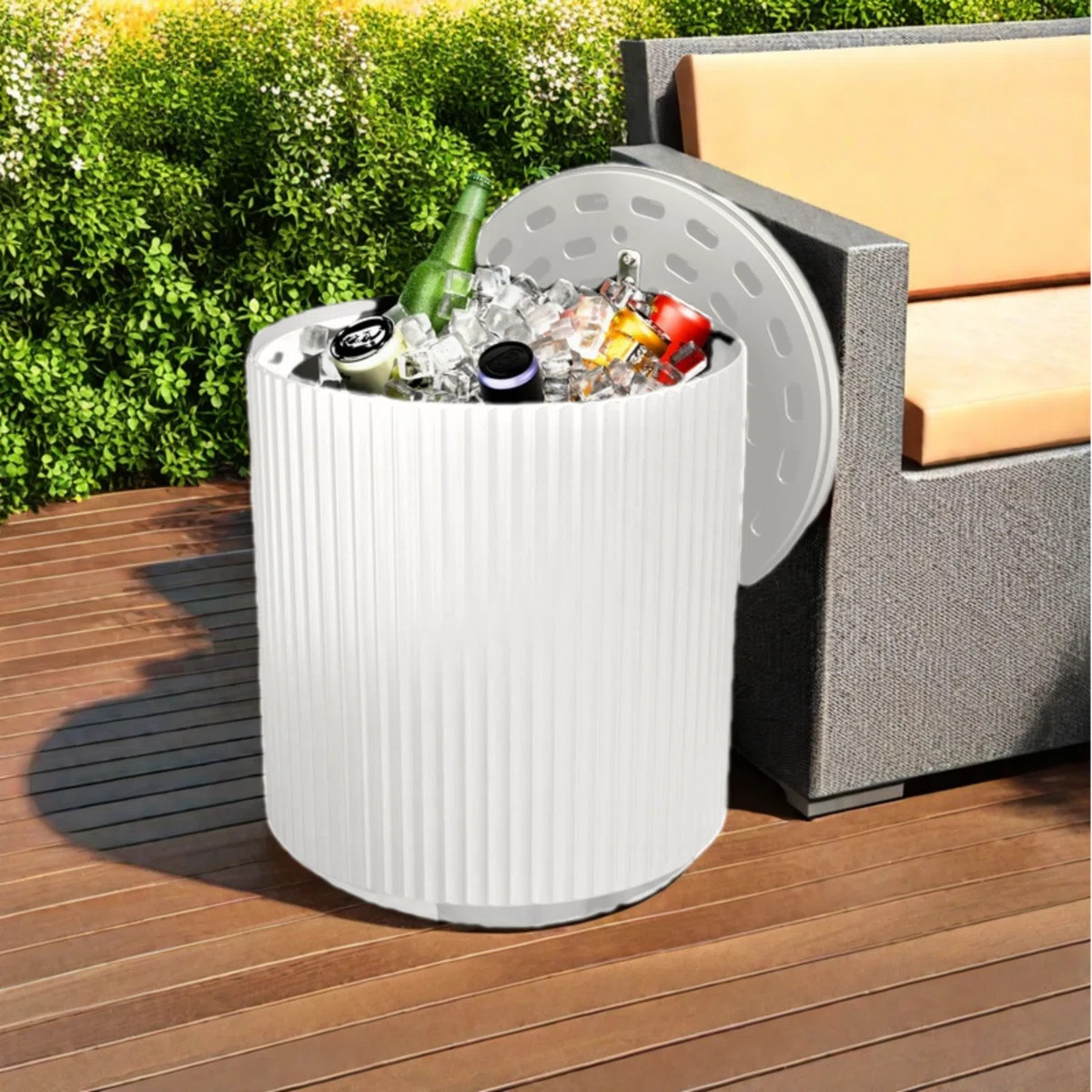 Cooler Patio Bar Table, Outdoor Ice Bucket Cooler Side Table, 2 In 1 Portable Patio Ice Bucket Fo... | Wayfair North America