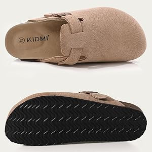 KIDMI Women's Suede Clogs Leather Mules Cork Footbed Sandals Potato Shoes with Arch Support | Amazon (US)