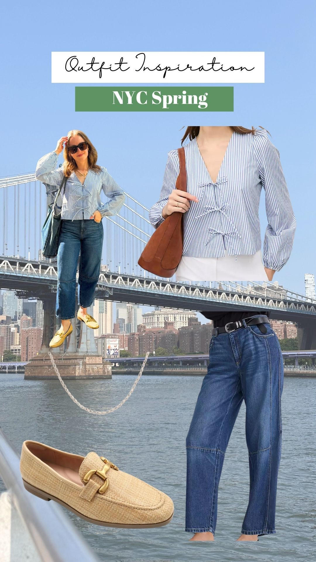 On sale spring outfit for women. Xs cotton bow tie top. Has cover behind ties so no bra show. Jeans are 25 petite. 10k step tested loafers. Size up 1/2

#LTKSaleAlert #LTKPetite