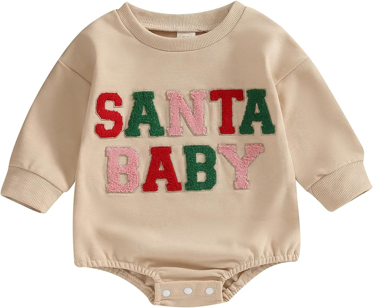 FYBITBO My First Christmas Baby Girl Boy Outfit Sweatshirt Romper Sweater Onesie Long Sleeve Body... | Amazon (US)