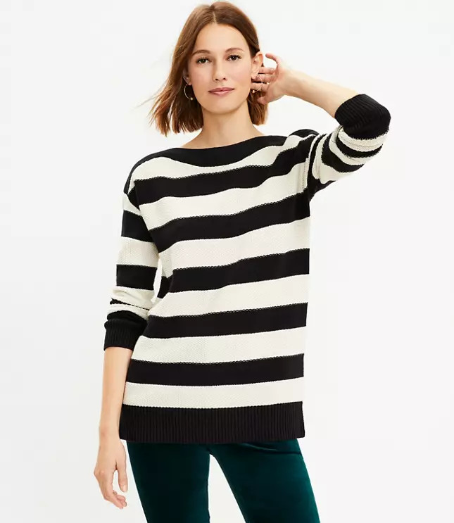 Striped Boatneck Tunic Sweater | LOFT