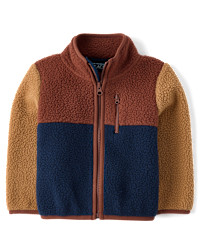 Baby And Toddler Colorblock Sherpa Zip Up Jacket - brown | The Children's Place